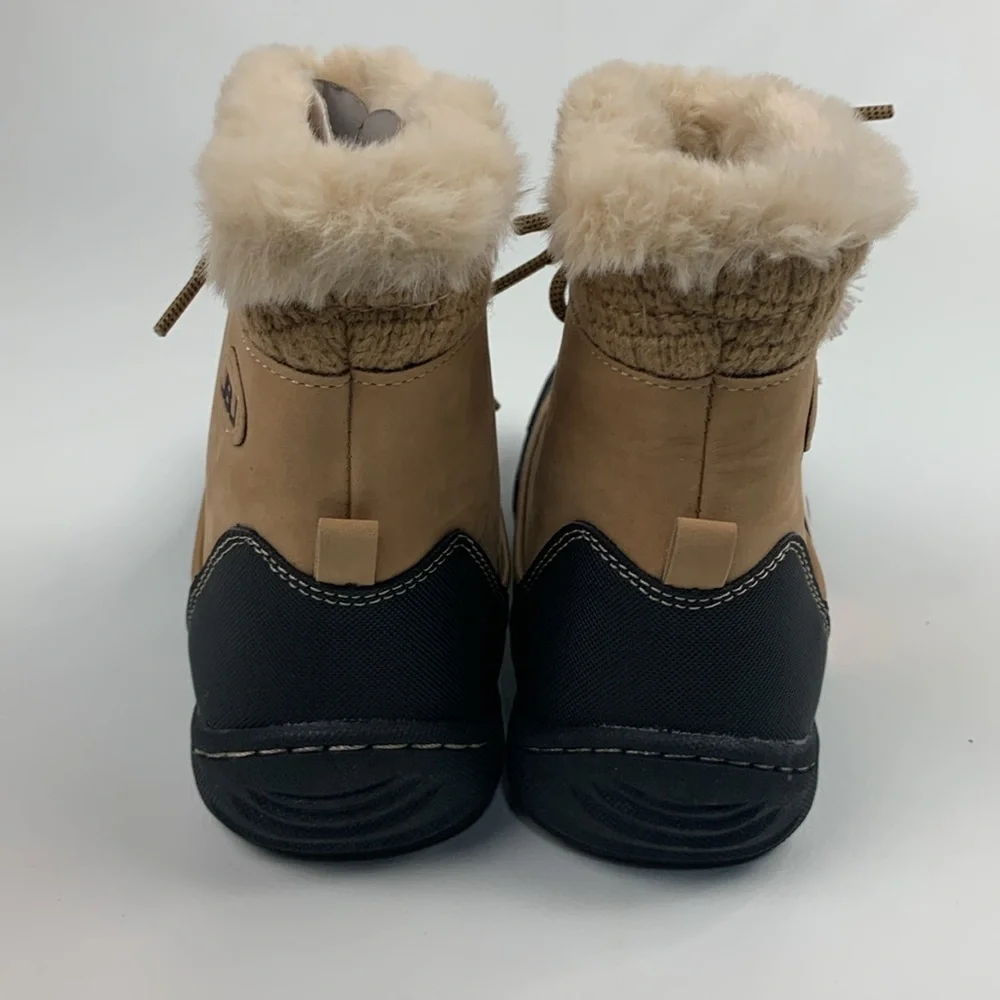 JBU BY JAMBU All terrain boots 9.5 Leather Faux fur Mem foam Tan black NEW NWT